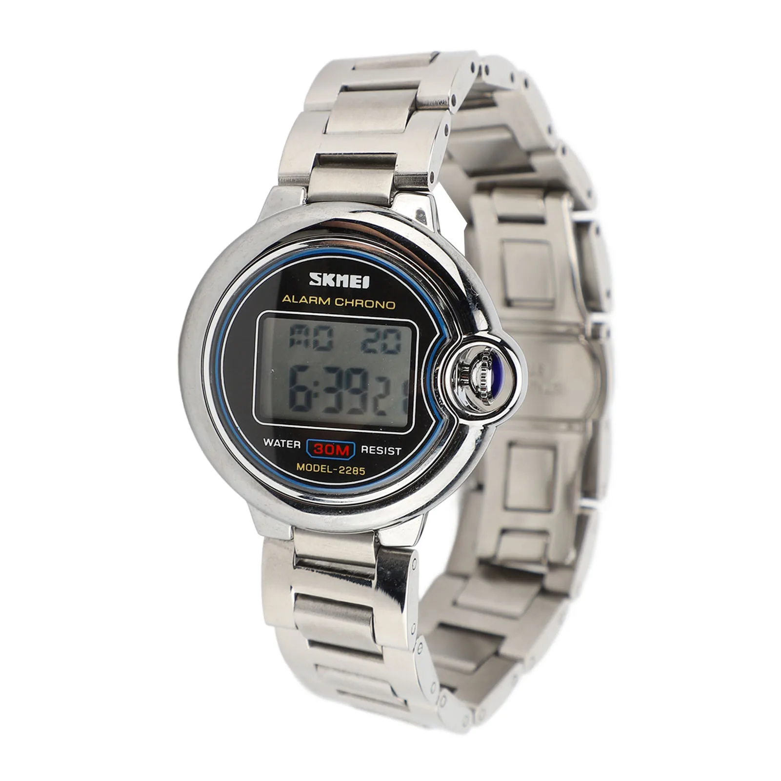 Women Electronic Watch Water Resistant Outdoor Sports Watch Multifunctional Stainless Steel Wrist Watch for Women