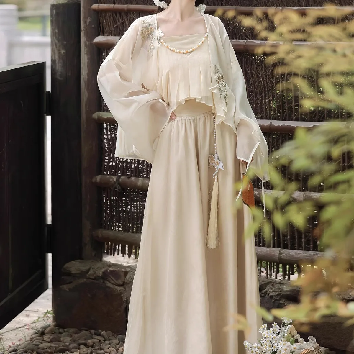 Original Shallow Summer Loquat Hanfu Female Han Element Cos Chinese Style Cute Chinese Song Pants Set Summer Sunscreen Clothes