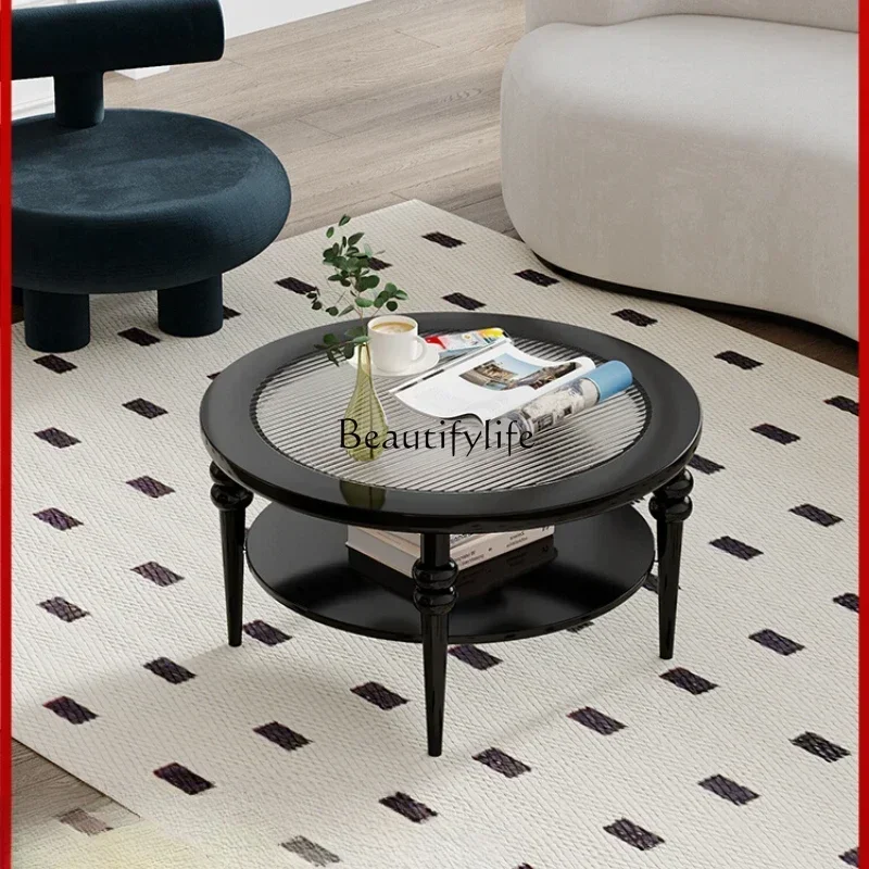 French retro ballet round coffee table premium solid wood oval coffee table