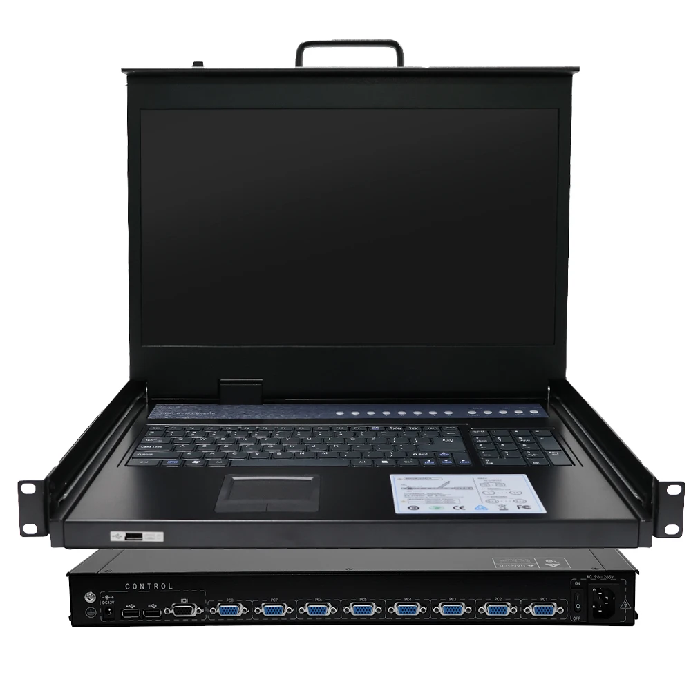 

18.5" 1080P Console 8-port VGA LED Pull-out KVM Switch With VGA Cables Keyboard