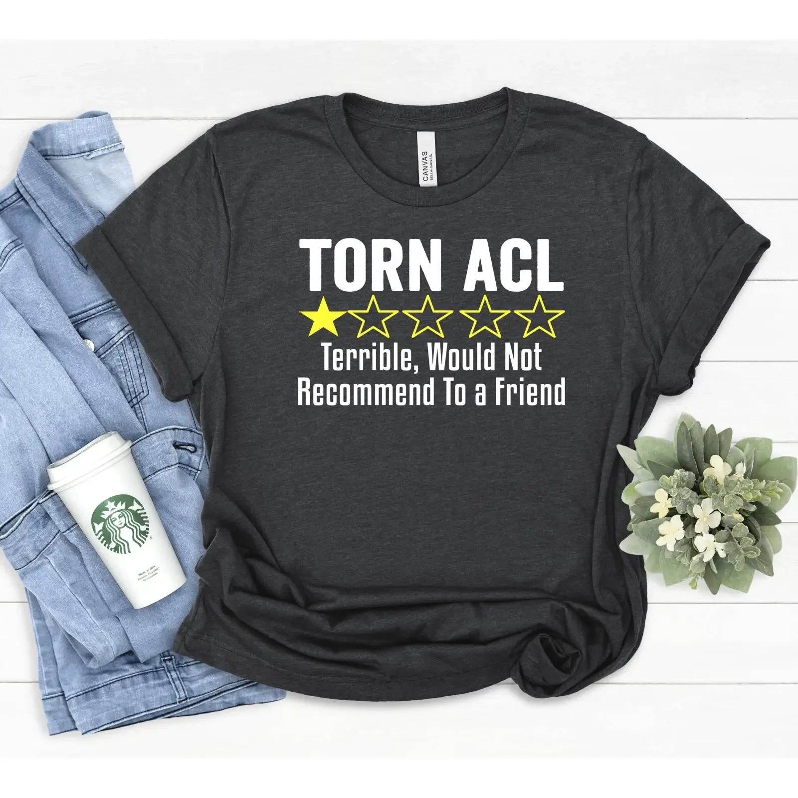 Funny Torn ACL Surgery T Shirt Knee Recovery  vintage Washed Comfortable Unisex Soft designer clothes Versatile Stretched
