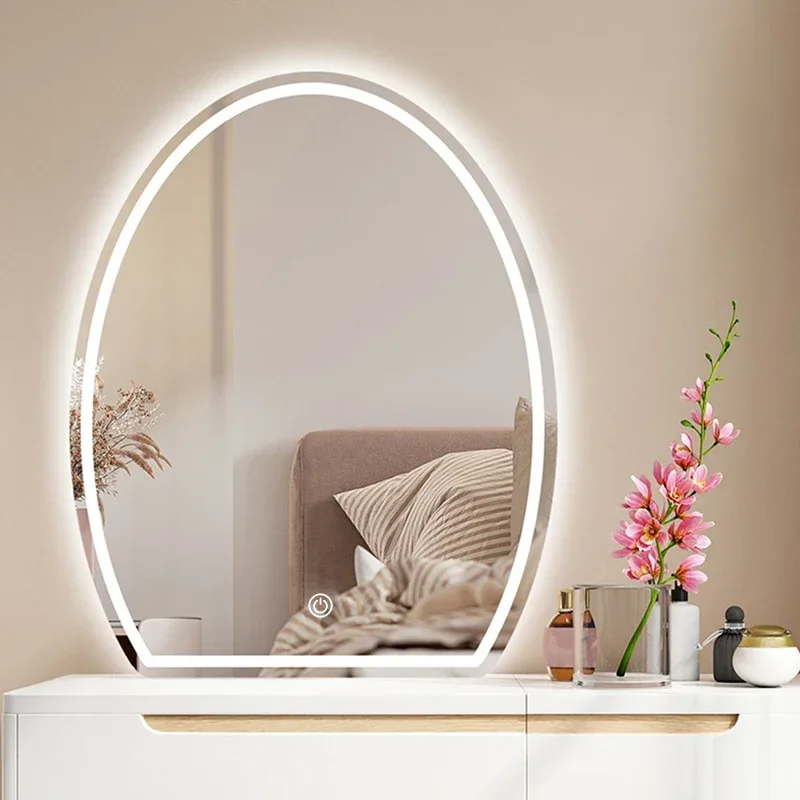 Makeup Mirror Wall Hanging Art Modern Bedroom Irregular Round Living Room Mirror Vanity Bathroom Espejo Pared Room Decoration