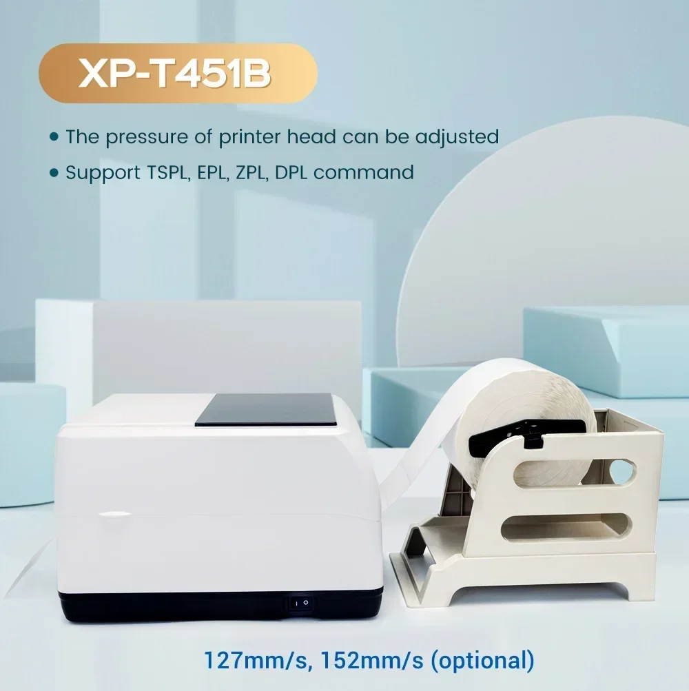 XP-T451B mesin tiket Transfer panas Printer penerbit tiket kasir mesin cetak dapur katering Printer pita