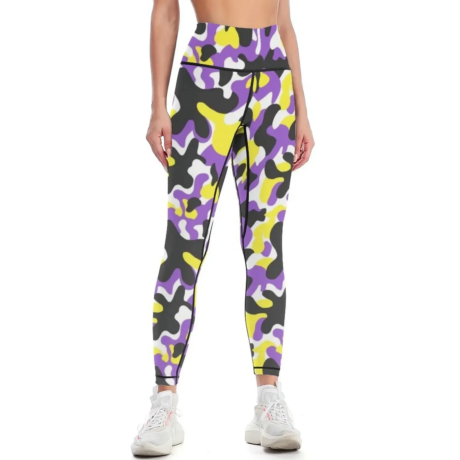 

Purple & Yellow camouflage Leggings sport set Sweatpants Sportswear woman gym for fitness Womens Leggings