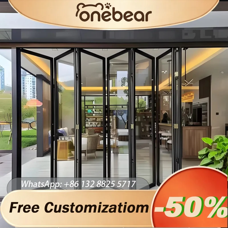 

Any Size Custom Aluminum Glass Bifold Sliding Door Windproof Folding Door For Outdoor Balcony Terrace Whole House Customization