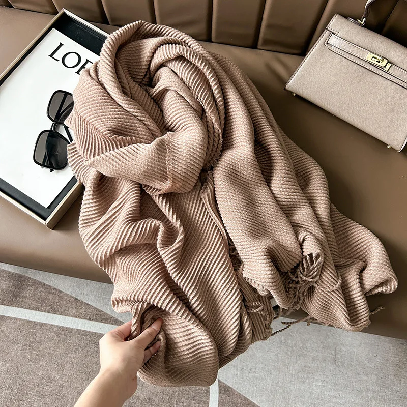 

67*180cm Solid Scarf Shawl for Women Imitation Cashmere Neck Wraps Shawls Long Thick Winter Warm Scarves Neckerchief Accessories