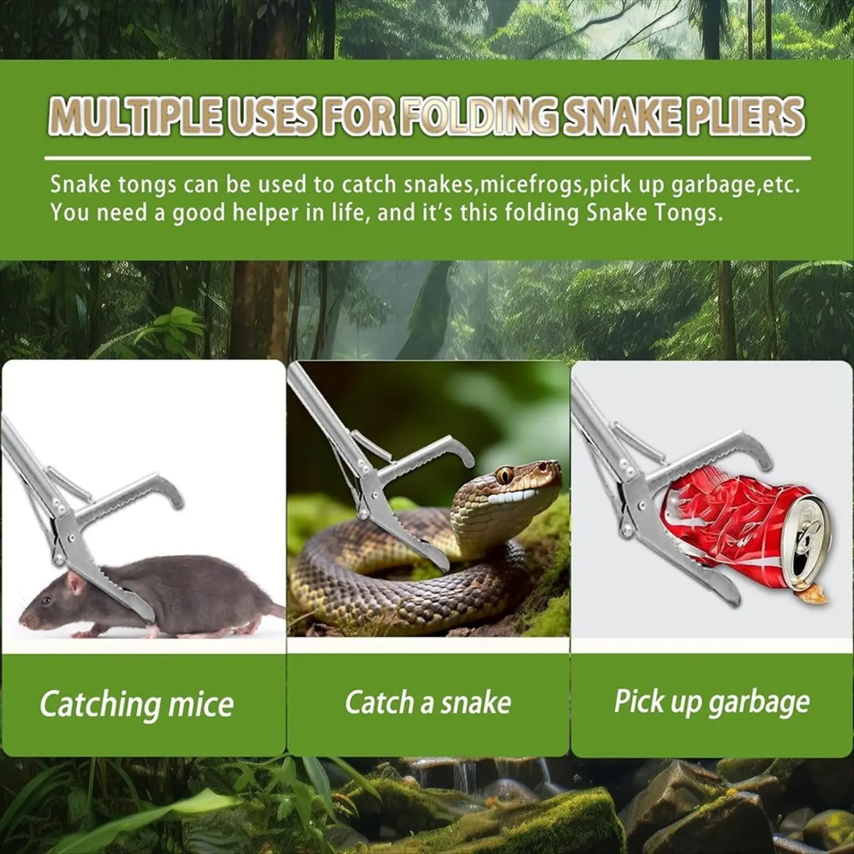 A89X Snake Grabbing Tool, Snake Grabbing Clip, Snake Grabbing Tool Suitable for Various Scenarios, Snake Pliers