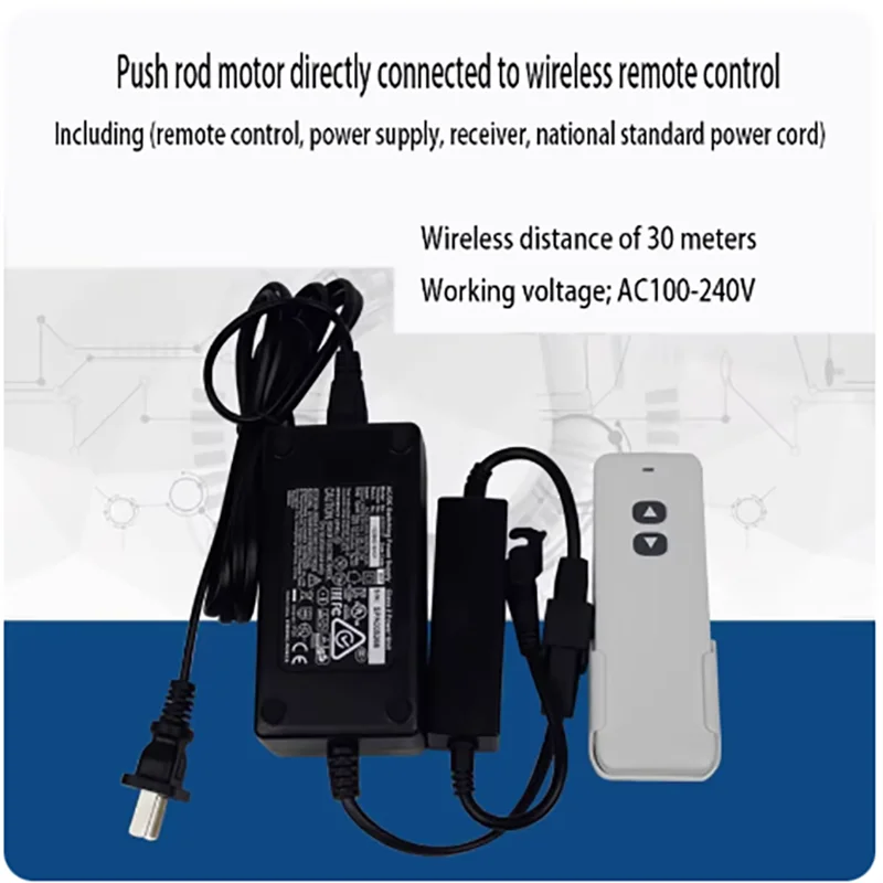 12V24V DC electric push rod motor wireless remote control lifting controller with power adapter transformer