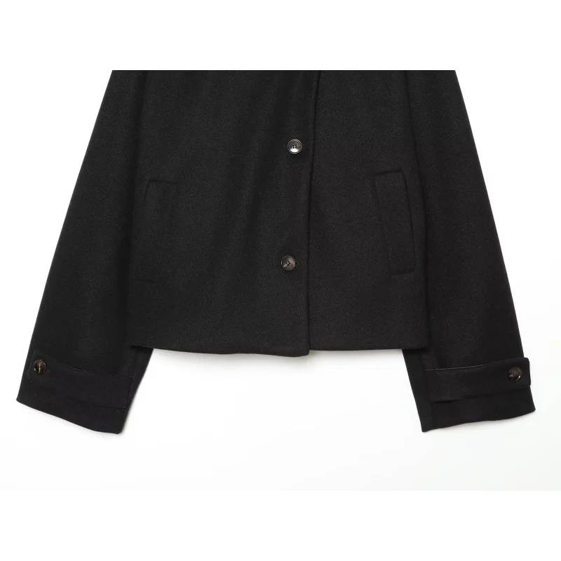2026 Neuankömmling Damen Einfarbiger Mantel Langarm Knopfverschluss Stehkragen Oberbekleidung Tägliche Pendlermode Schicke Damenjacke – Detail 20