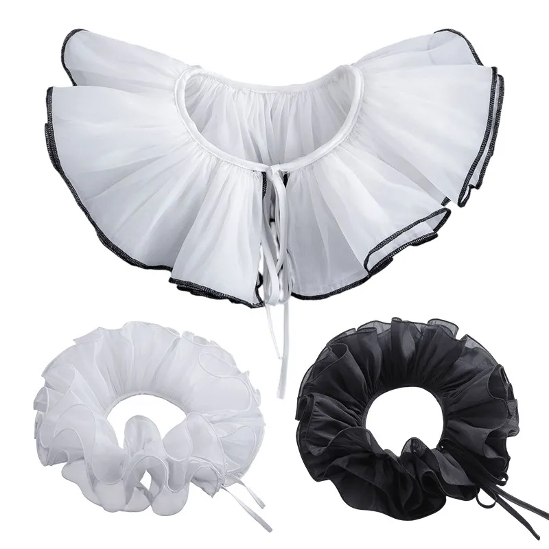 Victorian Neckwear Elegant Mesh Ruffle Layer Fake Collar Party Neckwear Cosplay Costume Accessorie Shirt Blouse Tulle Neck Decor