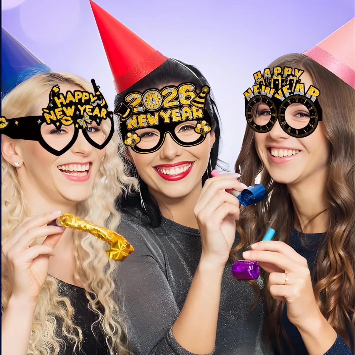 

New Year Paper Glasses Non-Toxic Black Gold Party Glasses Party Eyeglass Props Atmospheric Happy New Year Glasses For Graduation