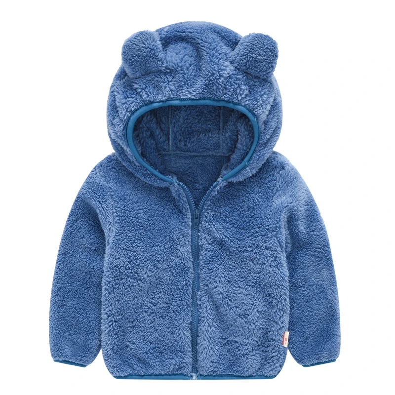 Girl’s and Boy’s woolen hooded coat solid color zipper coat children\'s winter clothes