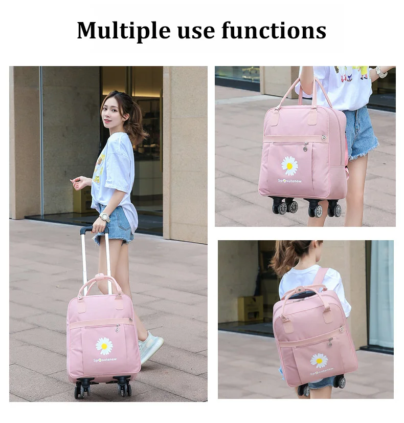 Women Travel Trolley Bag Rolling Luggage Bags Travel Backpack Bag With Wheeled Backpack Waterproof Multifunctional Suitcase