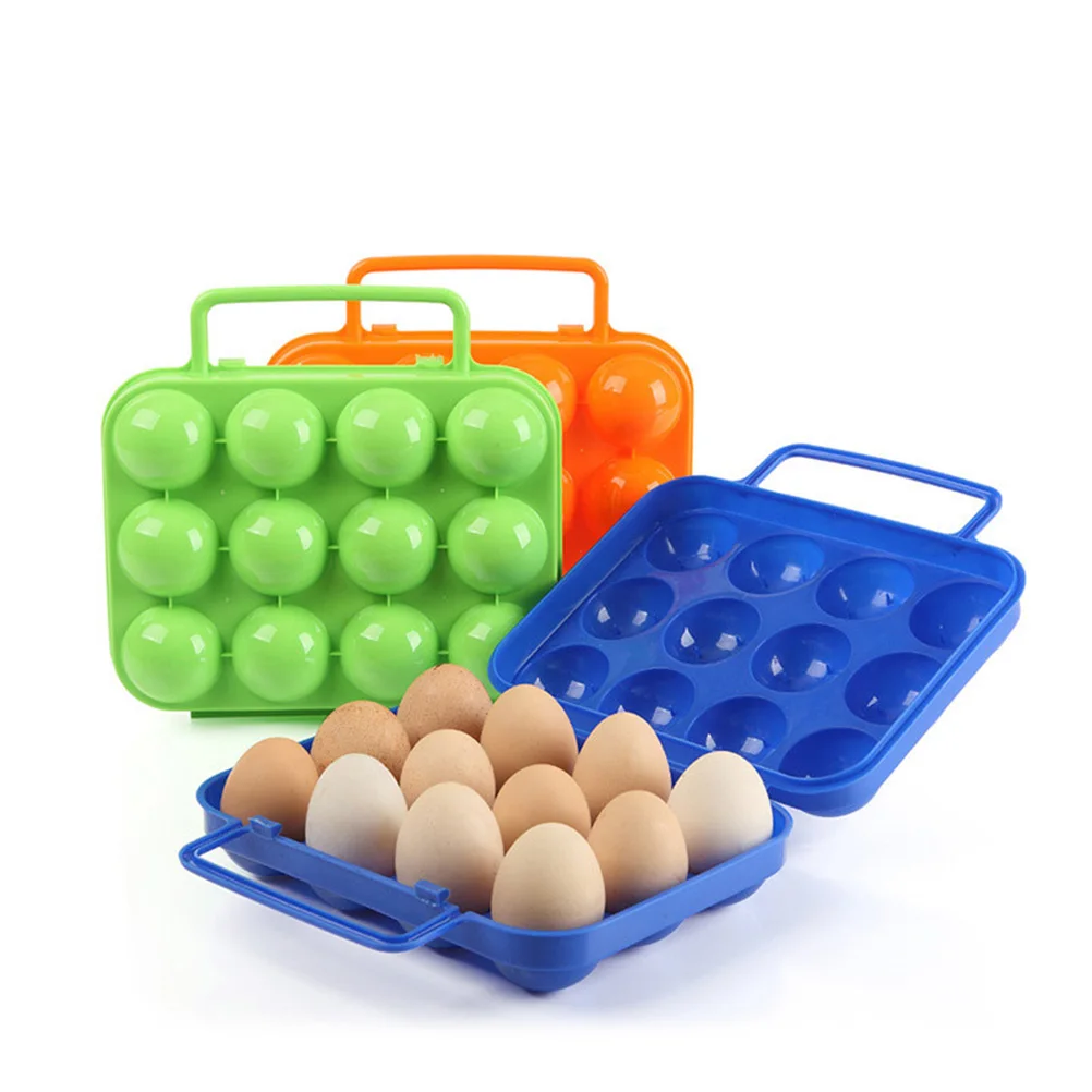 

12pcs Portable Egg Carton for 6 Eggs Camping Container with Handle Locks Plastic Egg Storage Box Travel Chicken Holder Breakage