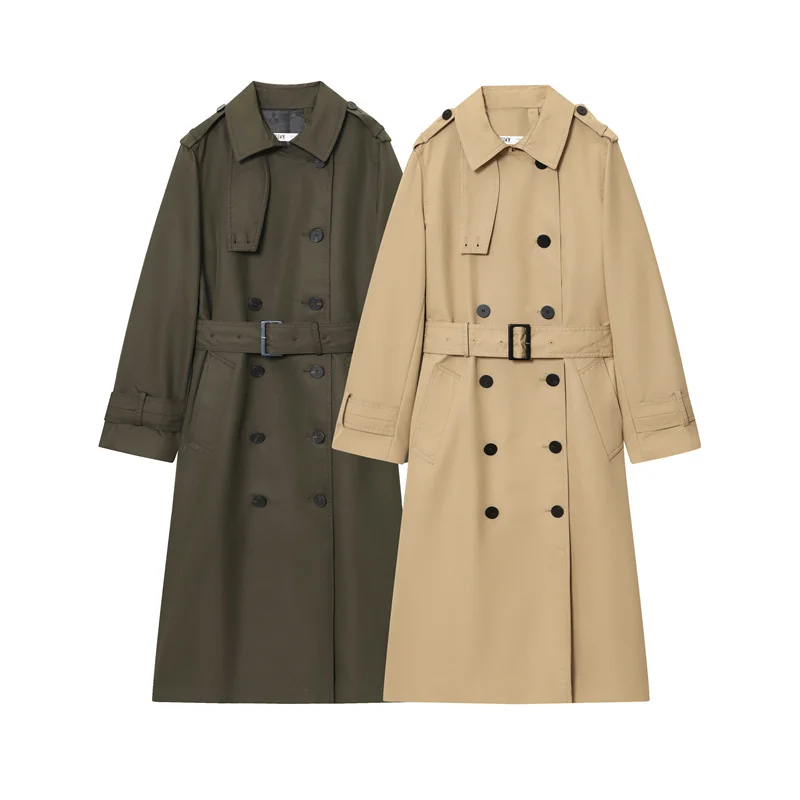

2025 Autumn New Women's Fashion, Commuter Chic Double-Breasted Trench Coat with Belt and Waterproof Fabric.