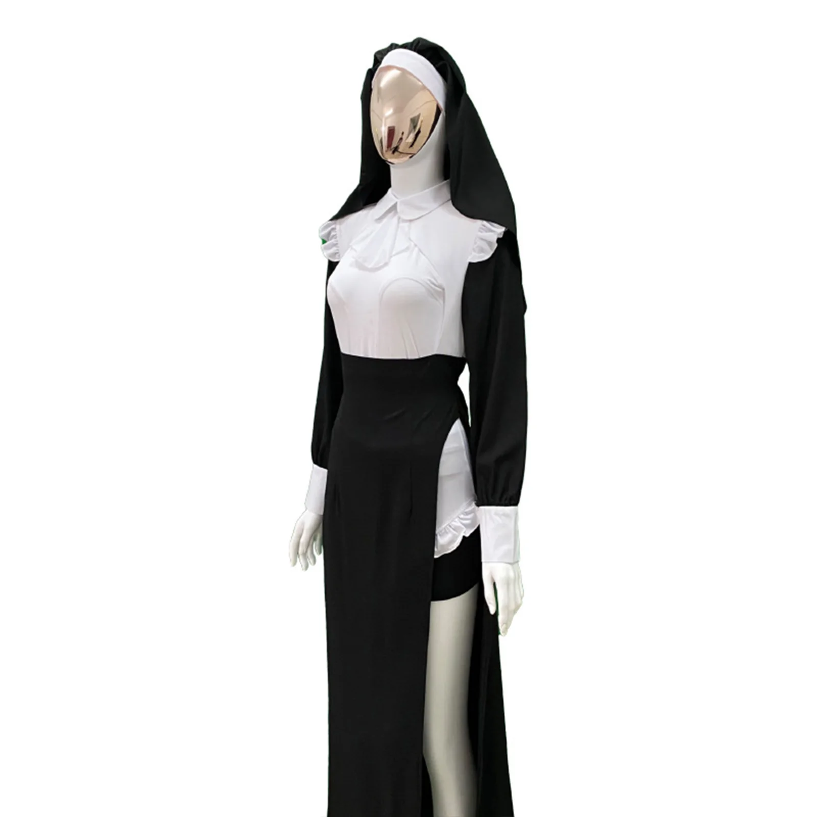 Halloween Nun Cosplay Costume Sexy Uniform 4Pc/set Religious Catholic Priest Sister Clothes Party Carnival Performance Clothes