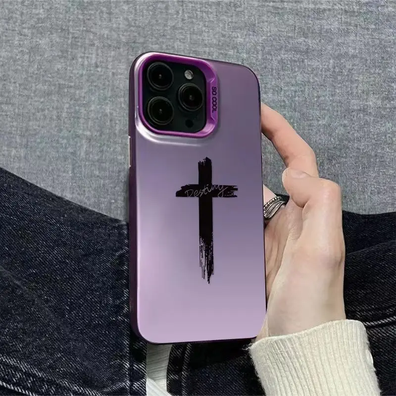 Dirt-Resistant, Stylish Three-Color Cross Mobile Phone Case For iPhone 15/15 Plus/15 Pro/15 Pro Max Popular and High-Looking