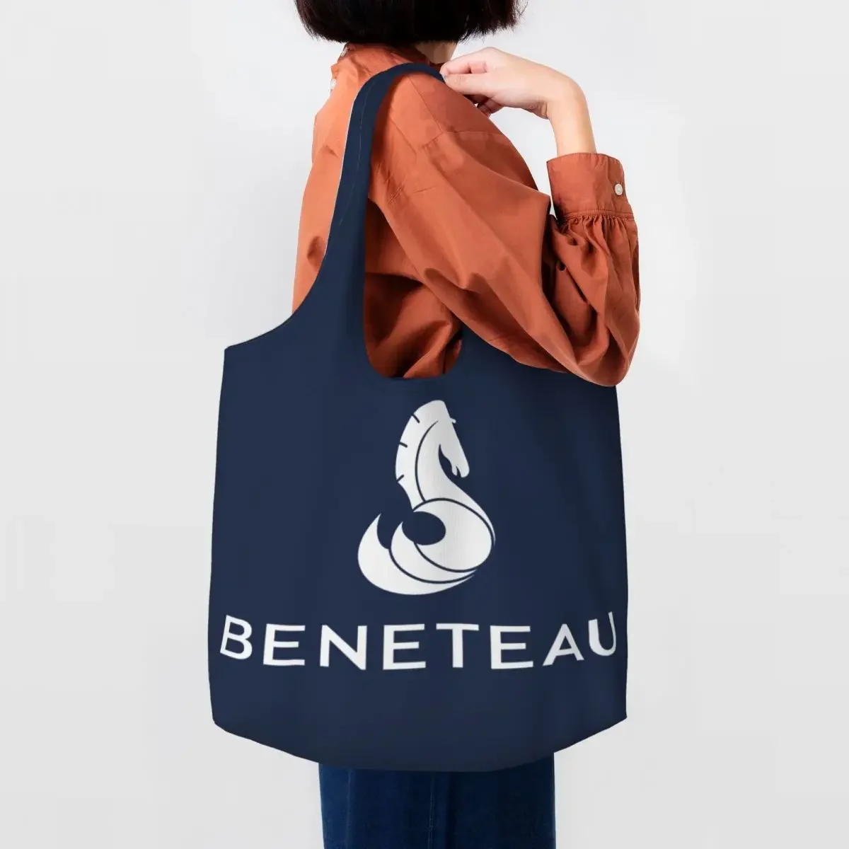 

Custom Beneteau Sailboat Sailing Yacht Shopping Canvas Bags Women Reusable Large Capacity Groceries Shopper Tote Bags