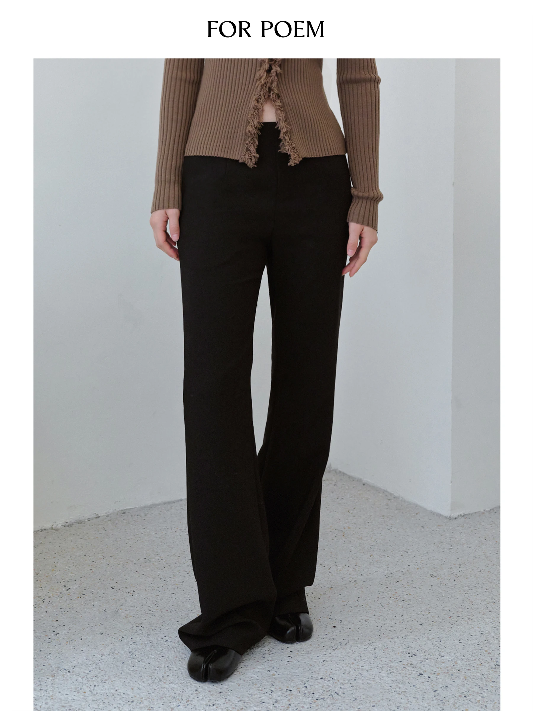 ForPoem Original Design Klassische Bla Slim-Fit Lange Hose Lässige Vielseitige Damen-Hose mit Hoher Taille und Geradem Bein