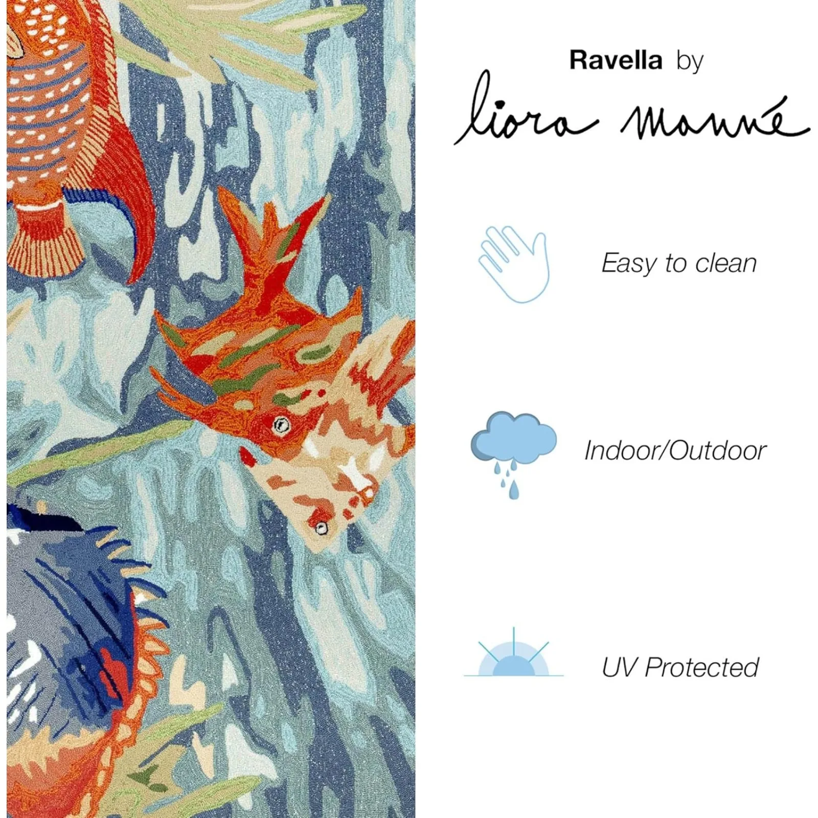 US Ravella Indoor/Outdoor Durable Hand-Tufted UV Stabilized Rug- Ocean View Blue 5' x 7'6