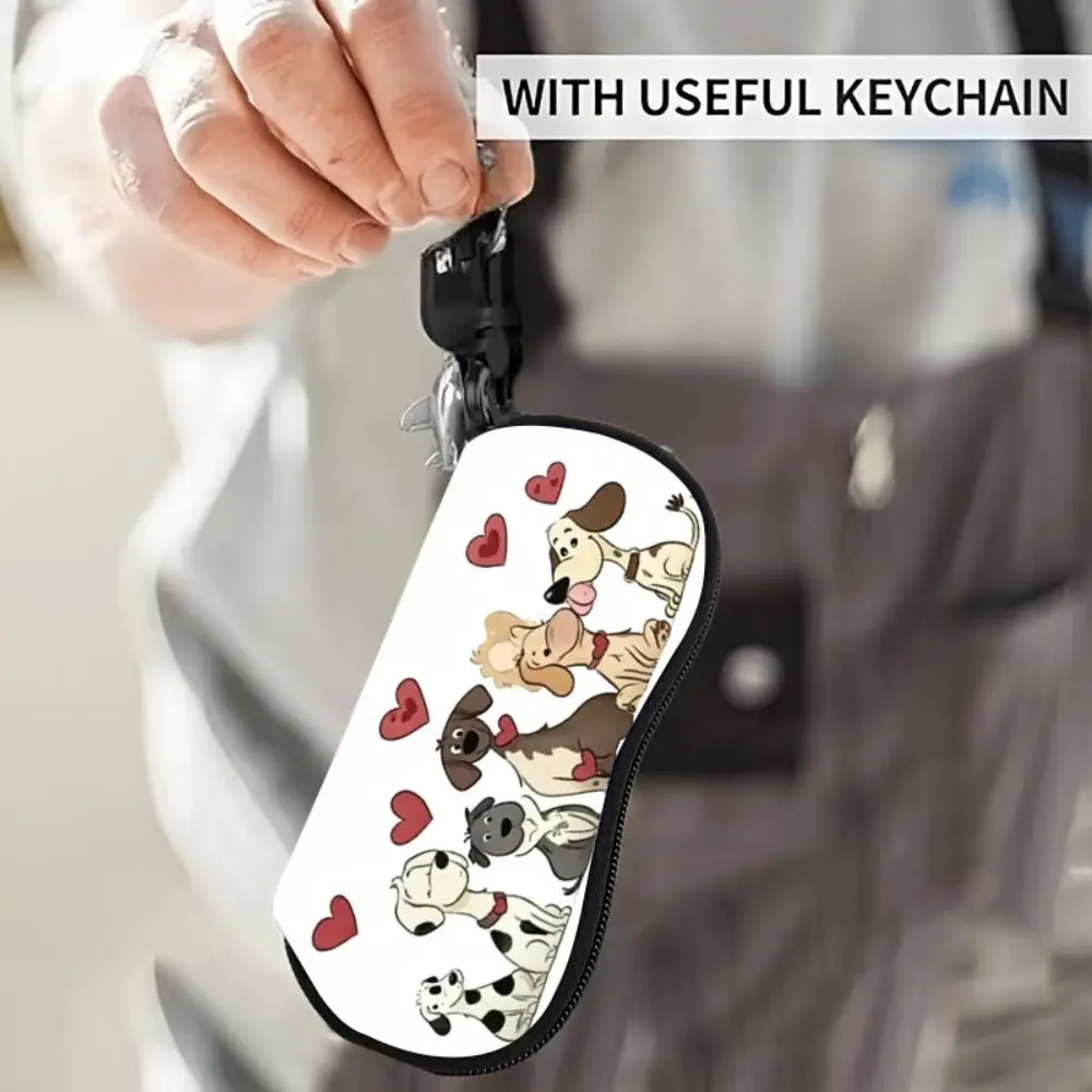 Hanging Flower Print Eyeglass Case Leather Lips Print Reading Glass Pouch with Hook Water-resistant Sunglasses Holder Gifts