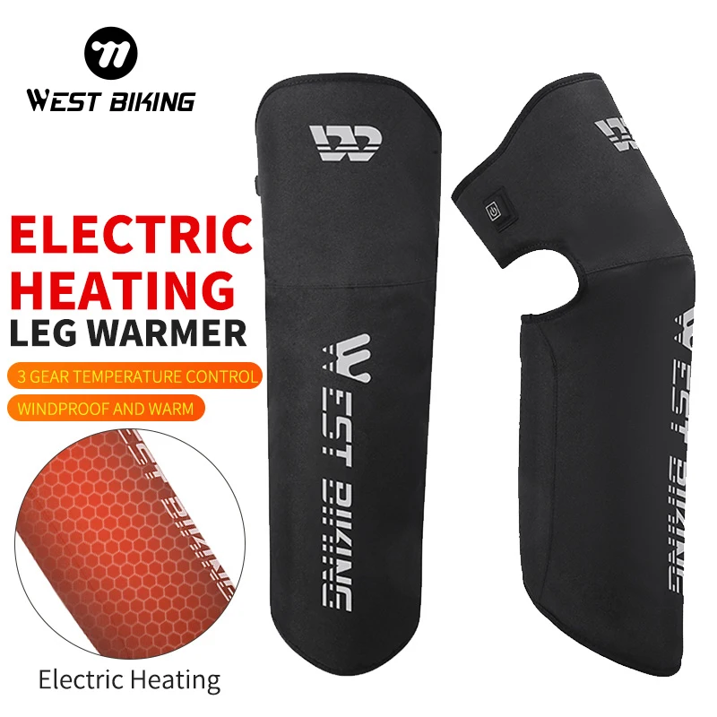 WEST BIKING Electric Heating Kneepads Winter Windproof Motorcycle Bike Cycling Leg Warmers Hot Compress Therapy Support Brace