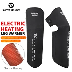 WEST BIKING Electric Heating Kneepads Winter Windproof Motorcycle Bike Cycling Leg Warmers Hot Compress Therapy Support Brace