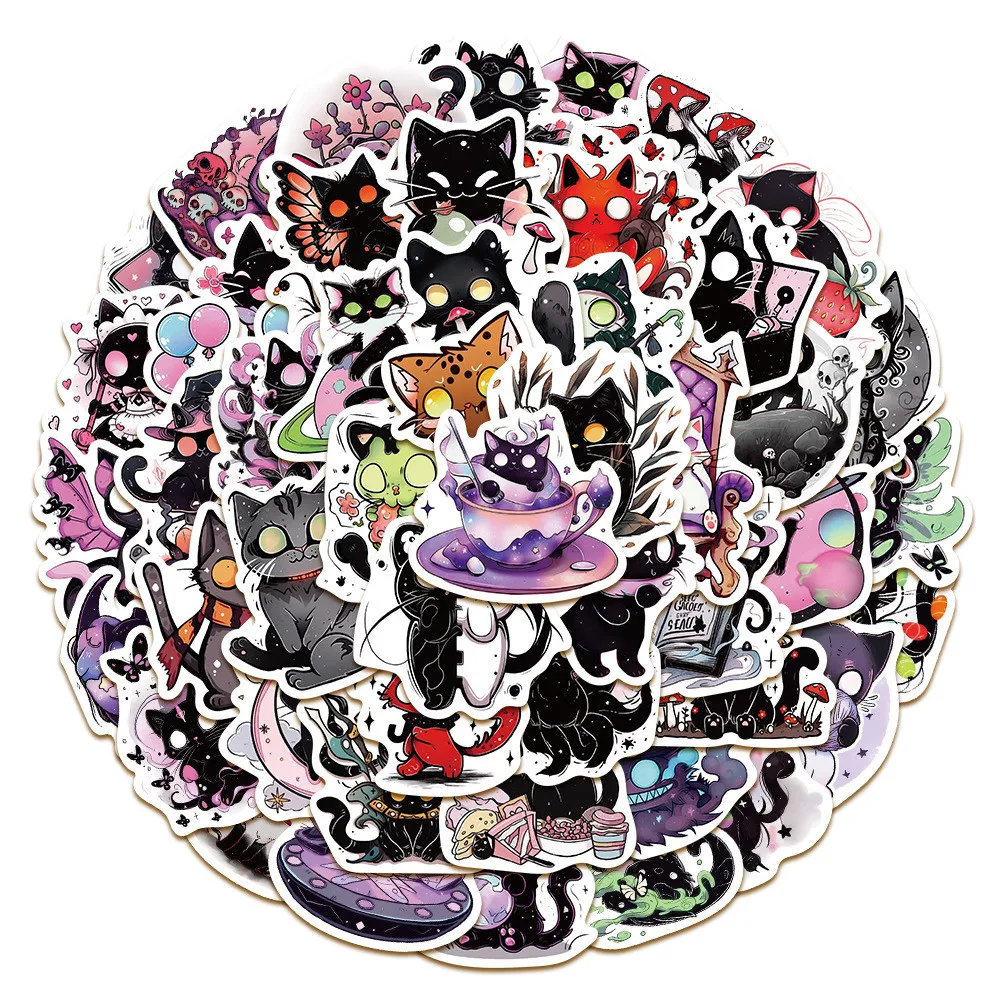 50-Piece Scared Soul Cat Stickers - Waterproof Decor for Notebooks, Laptops, Journals, Phone Cases iPads RecordingYourLife Store