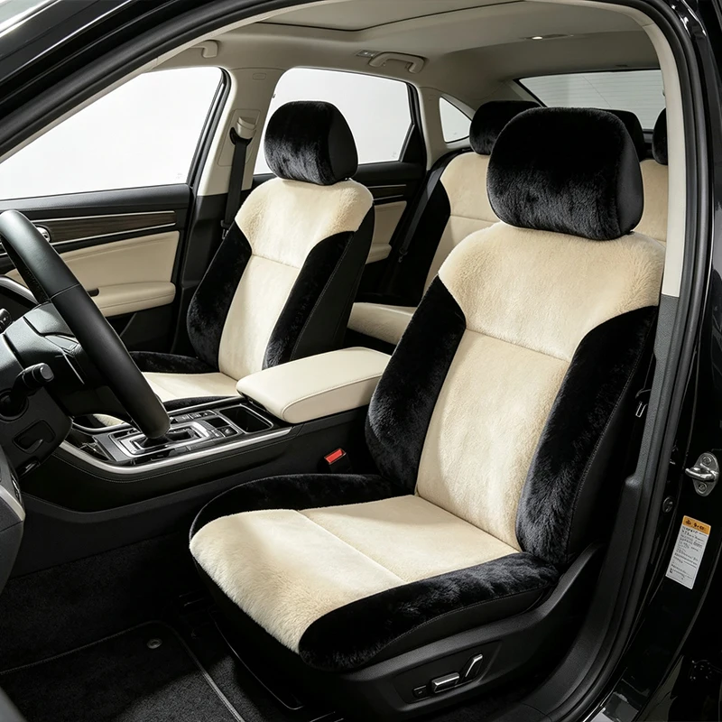Winter Warm Plush Universal Car Front Seat Protector Comfortable Non-Slip Pad Surrounded Seat Cover Auto Interior Accessory