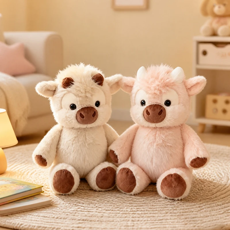 

Kawai Highland Cattle Plushie Stuffed Animal Sleep Companionship Simulation Doll Soft Cute Huggable Running Cow Gifts For Child