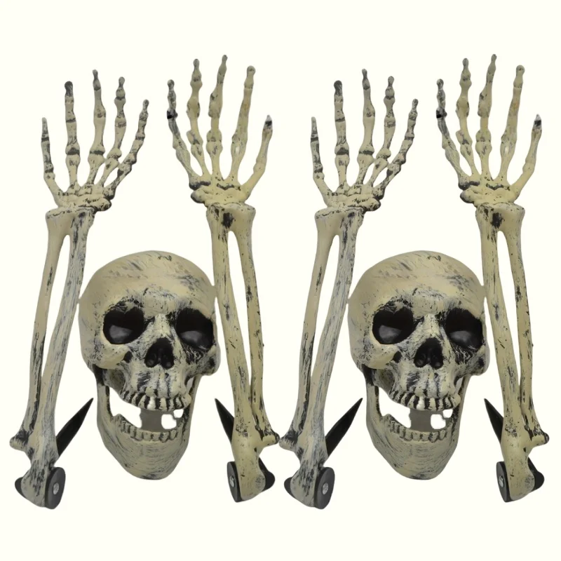 1/6 Stück Skelett-Knochen-Garten-Bodenstecker, Totenkopf-Kopf und Hand für Halloween, Haus, Hof, Bodeneinsatz, Urlaub, Party, Dekoration, Geisterhand