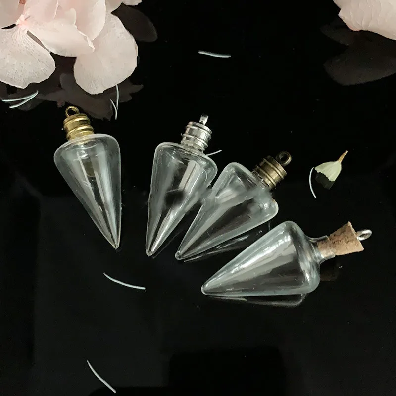 1/3/5X Mini Wassertropfen Wunschglasflasche mit Korken/Kappe Fläschchen Anhänger handgemachte Schmuckzubehör Glaskugel Fläschchen Anhänger Flasche