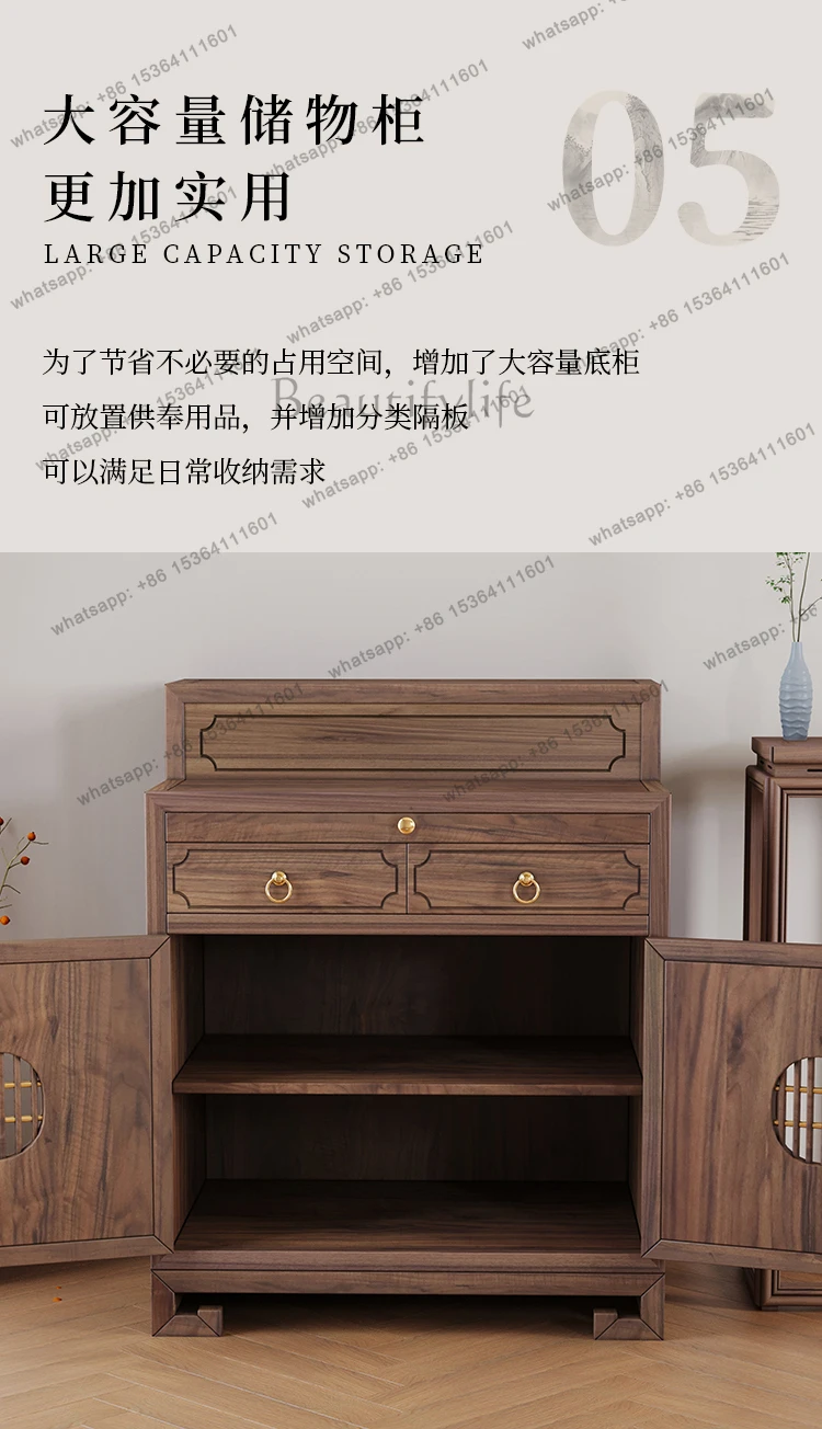 black walnut table with door incense case three-layer altar modern style home