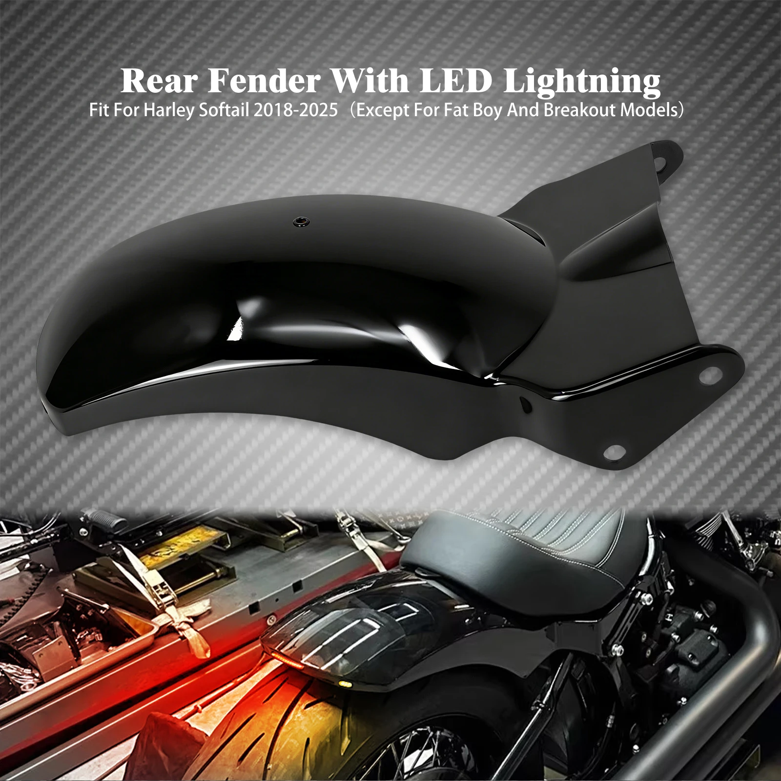 Motorcycle Rear Fender Mudguard Guard Cover For Harley Softail Heritage Slim Street Bob FXBB Standard Deuce Sport Glide 2018-25