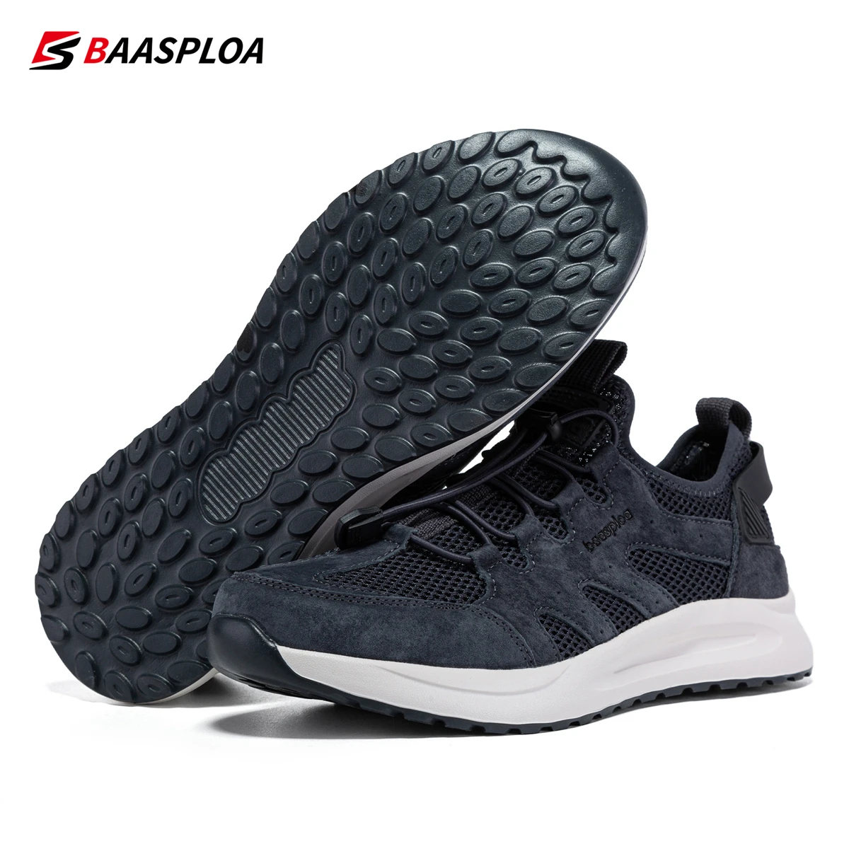 

Baasploa Men Casual Walking Shoes Outdoor Lightweight Breathable Mesh Sneakers Male Fashion Elastic band Non-Slip Sports Shoes