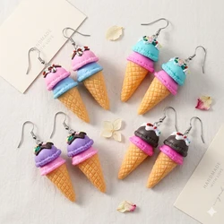 2024 Handmade Polymer Clay Cute Drop Earrings For Women Girl Kid Fashion 3D Food Ice Cream Dangle Earrings Jewelry Gift
