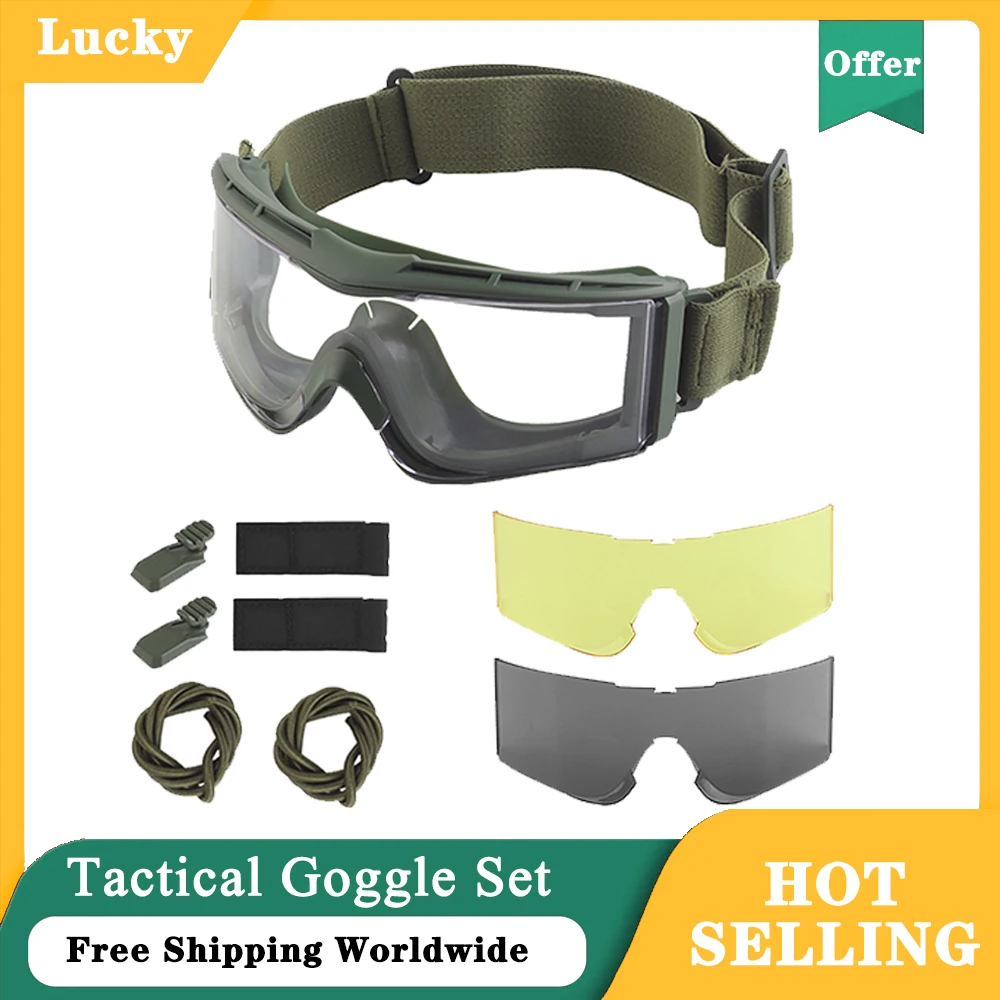 Professional Protective Polarized Shooting Goggles Headgear Mode for Helmets War Games Hunting Outdoor Airsoft