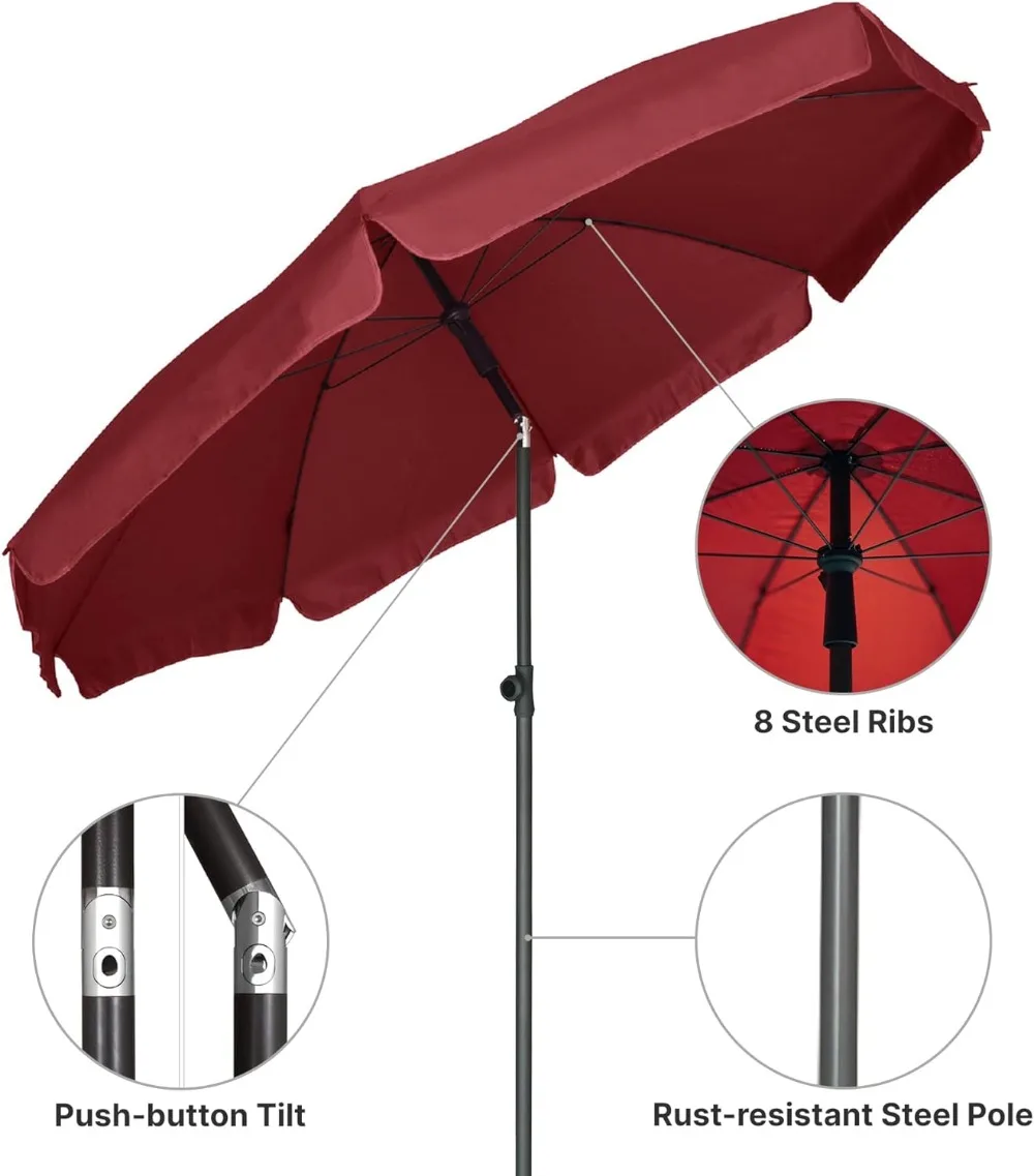 

Patio Umbrella 6.5 ft Market Table Umbrella Tilt Steel Pole UPF50+ Protection, Great for Outdoor Garden Backyard, Maroon