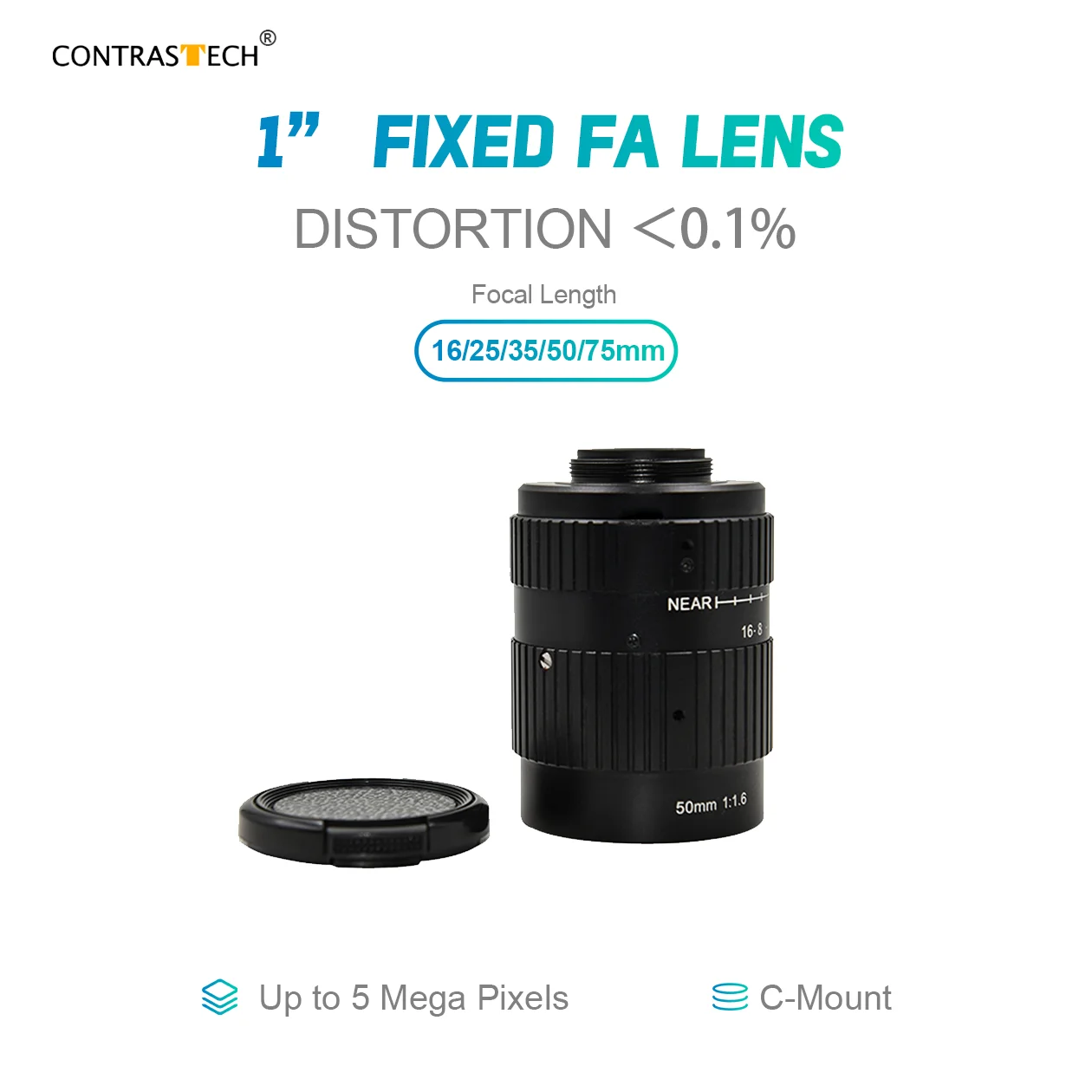 5MP 1 بوصة F1.4 FL16mm 25mm 50mm عدسة FA الصناعية للفحص الدقيق Contrastech