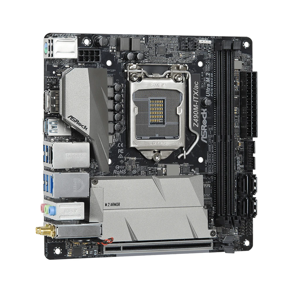 Imagem -05 - Asrock-placa-mãe Z490m-itx ac Lga1200 Suporte I910900k I7-10700 I5-10600kf I5-10400f I5-10400f Cpu Ddr4 4400mhz Nvme M.2 Hdmi