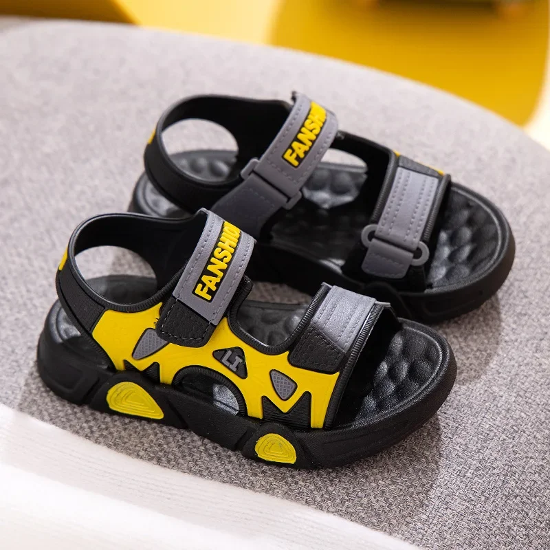 Sandales d\'été pour enfants, chaussures de plage décontractées à semelle souple, sandales de sport non ald pour garçons, chaussures plates pour