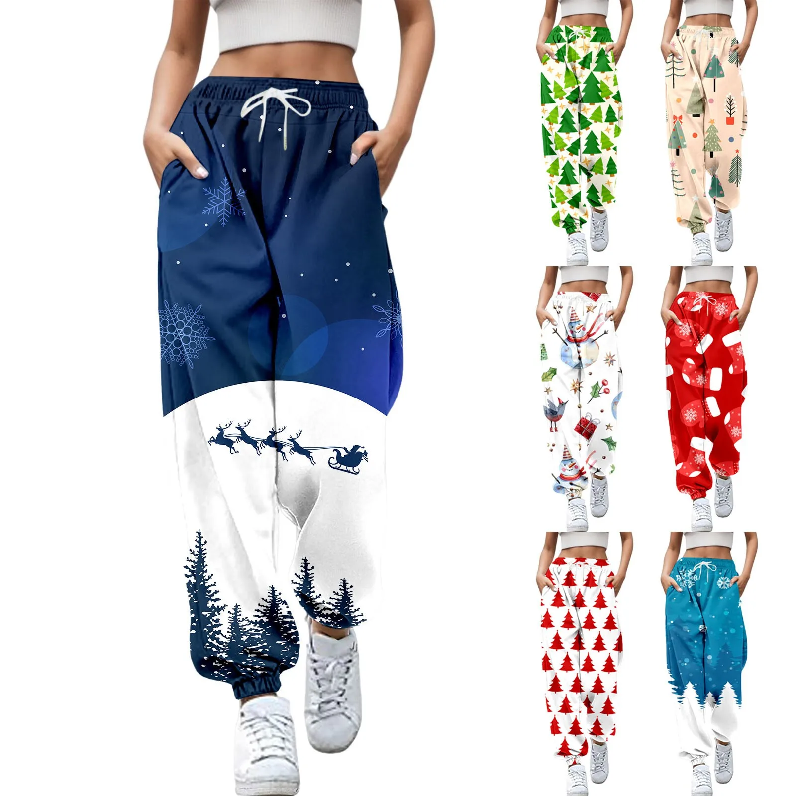 

Streetwear Y2k Pants For Women 2024 High Waist Baggy Pockets Harem Pants Parachute Sweatpants Gradient Printed Casual Trousers