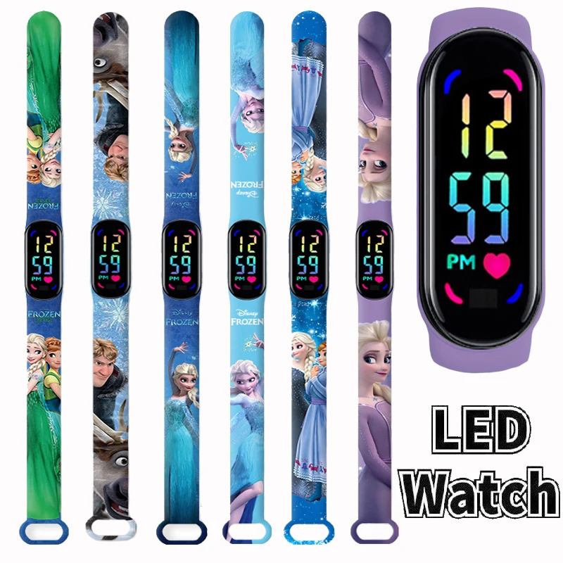 

Disney Waterproof cartoon colored LED electronic watch, primary and secondary school sports doll touch bracelet watch