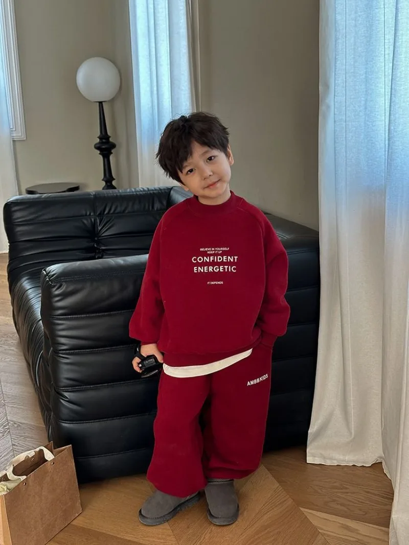RAISE Winter-Set für Teenager-Jungen, 2-teiliges Kleidungsset, Sweatshirt mit Buchstabenmuster und Fleece-Unterhose, warmes, dickes Kinder-Outfit für Jungen. – Detail 14