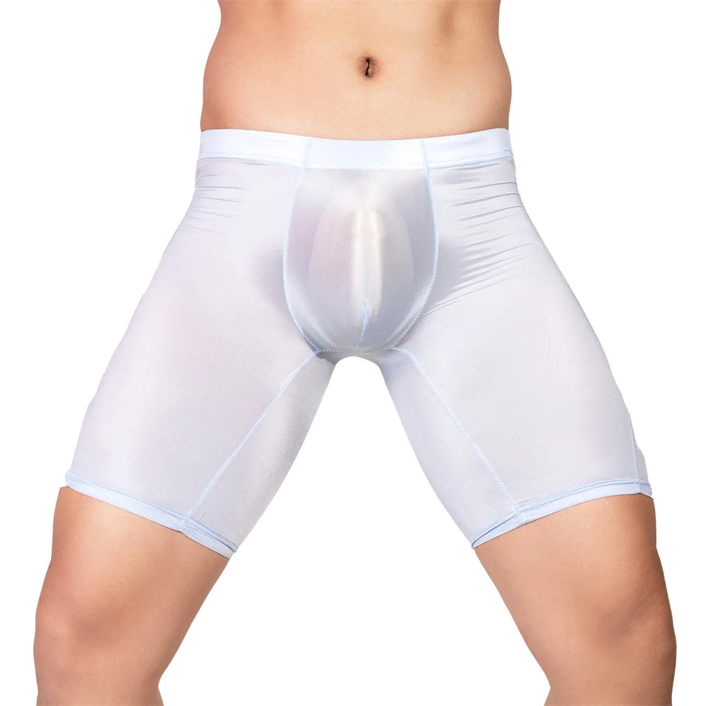 

Мужские прозрачные дышащие гладкие трусы-боксеры, шорты для сна, эластичное сексуальное мужское нижнее белье, выпуклая сумка с низкой талией, плавки