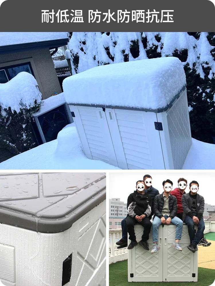 خزانة تخزين للشرفة الخارجية، سطح الفناء، مقاومة للماء وواقية من الشمس، أدوات الحدائق المنزلية