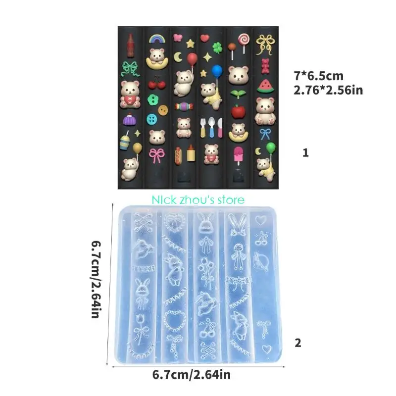 E15E قالب أظافر متعدد الوظائف قالب تزيين الأظافر على شكل حيوان قوالب إكسسوارات الأظافر