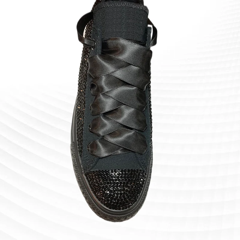 Fashion new all black rhinestone design sense canvas shoes popular comfortable leisure leisure board