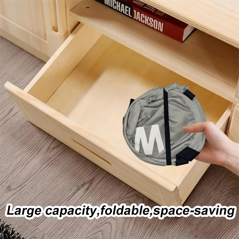 سلة غسيل قابلة للطي بسعة كبيرة للاستخدام في المهجع المنزلي مع مقابض قوية وجيب جانبي ملابس قذرة شبكية #6