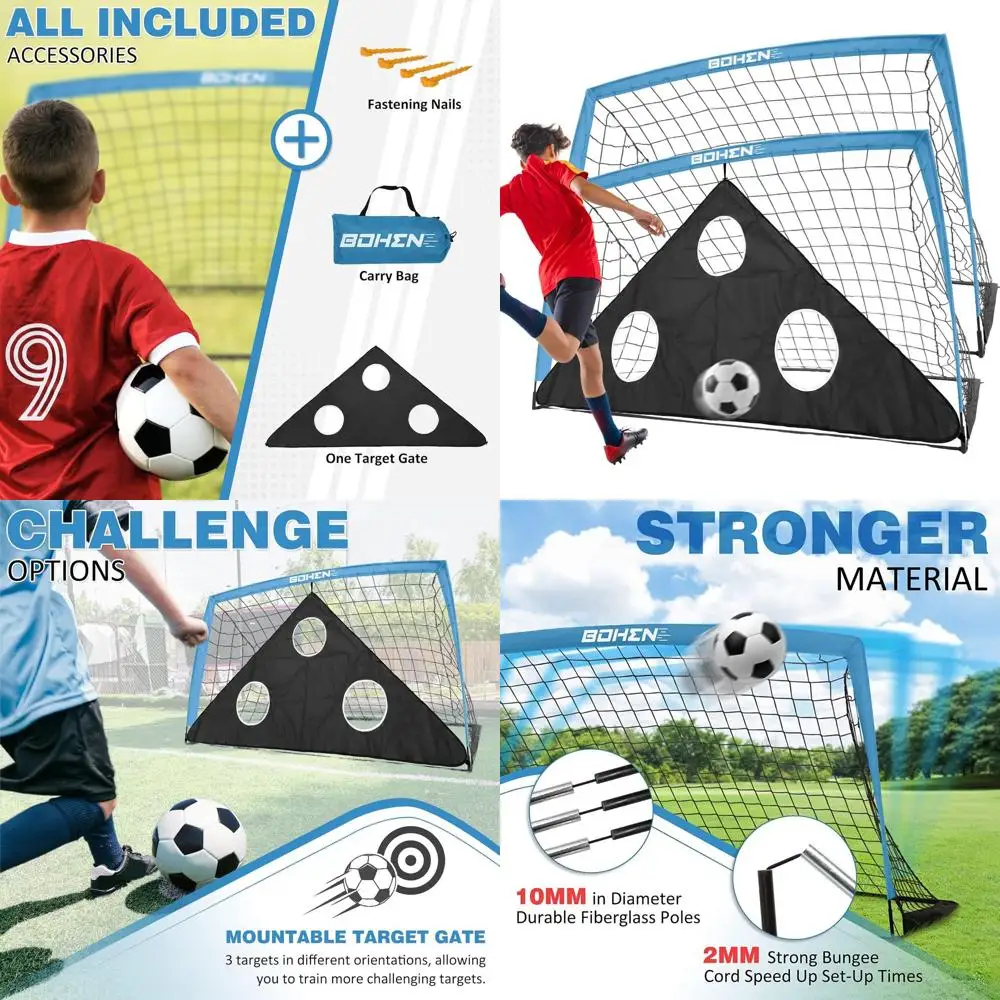 

Портативные футбольные ворота для детей и взрослых - 6x4 фута, в комплекте сумка для переноски, подходят для тренировок в помещении и на улице